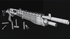 Spas Shotgun 3: Prop Model, Wireframe